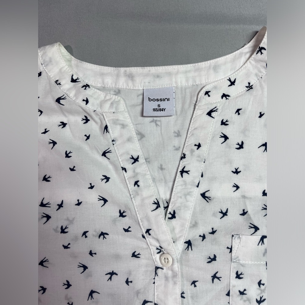 Bossini Women's Long Sleeve Blouse Bird Print Size Small - Picture 5 of 7
